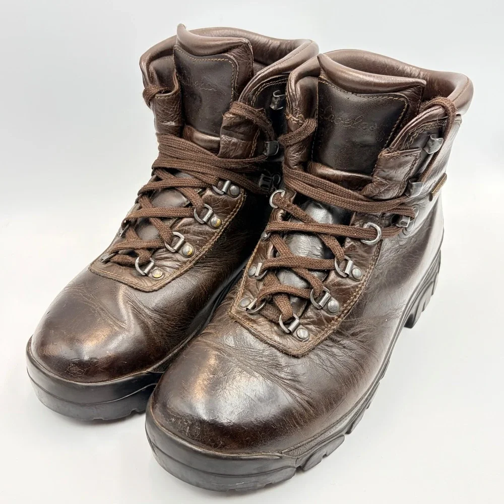 Vintage Cabelas Gore-Tex Leather Hiking Boots Brown Vibram Mens 9.5 Womens‎ 11